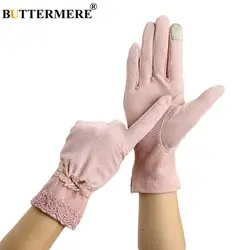 BUTTERMERE женские тонкие перчатки розовые Polk перчатки в крапинку женские элегантные кружевные бант весенне-осенние брендовые Модные женские