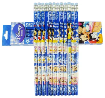 

12pcs/box Cartoon Mickey Minnie Various styles Ordinary pencil Disney student school supplies Writing Doing homework