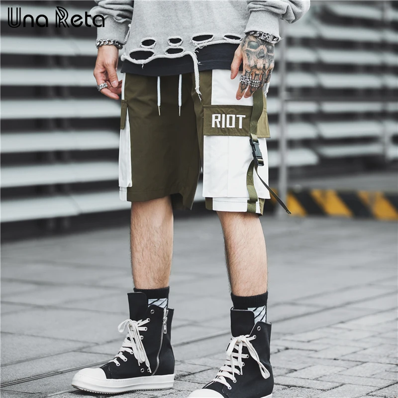 Una Reta шорты в стиле хип-хоп мужские летние новые повседневные шорты с боковым карманом длиной до колена спортивные шорты с цветной строчкой мужские уличные
