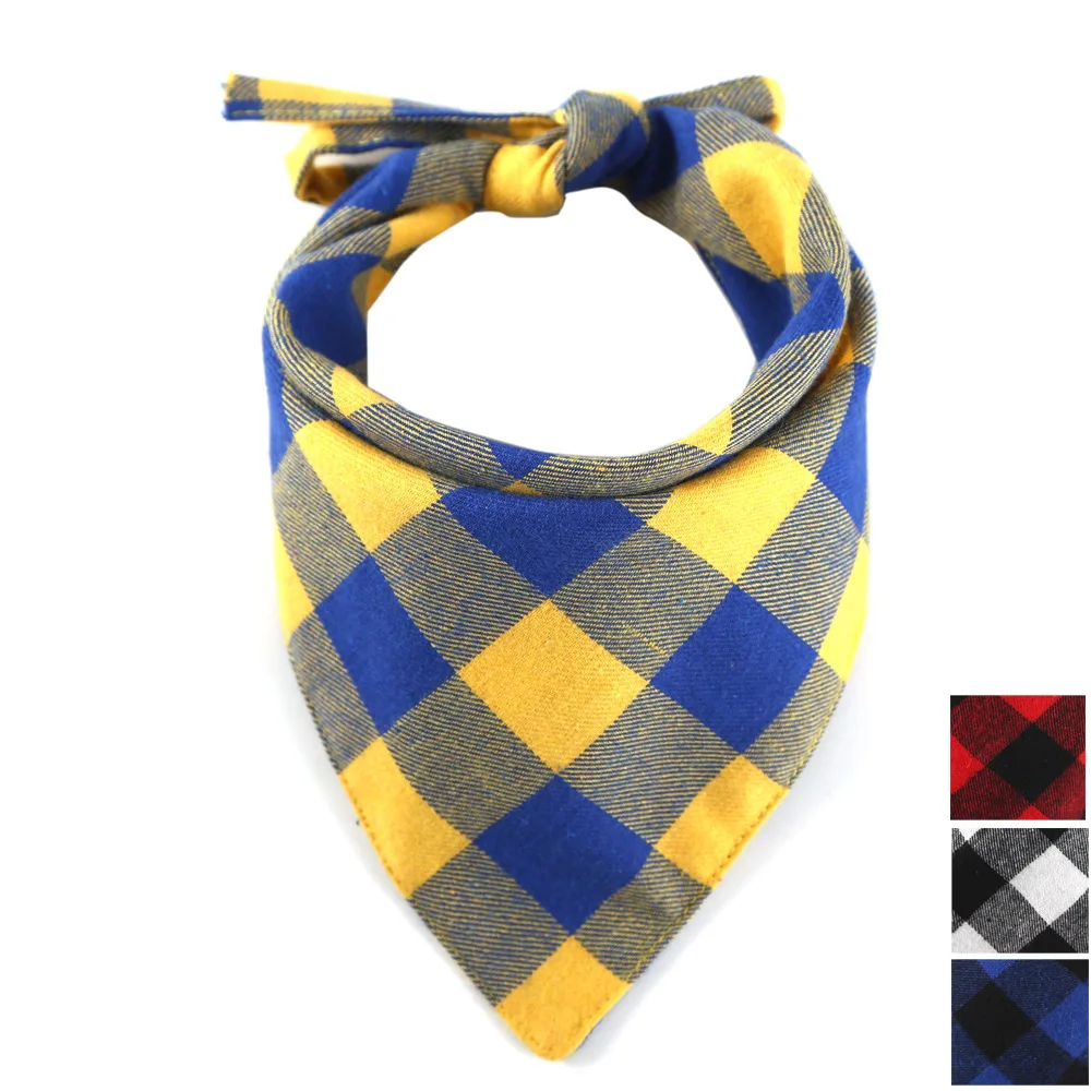

Dog Bandana Bibs Scarf Collar Washable Reversible Triangular Plaid Adjustable Cat Puppy Pet Scarf Kerchief Accessories Fit Small