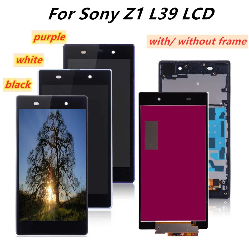 

100% Tested For Sony Xperia Z1 L39 L39H C6902 C6903 C6906 LCD Display Touch Screen Digitizer Assembly with frame For sony z1 L39