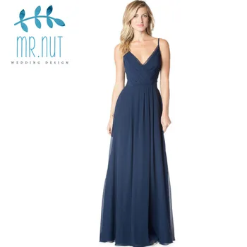 

Navy Blue Spaghetti Straps Tulle Bridesmaid Dress 2019 Elegant Dress long Party Dress Gown Customized robe longue rose