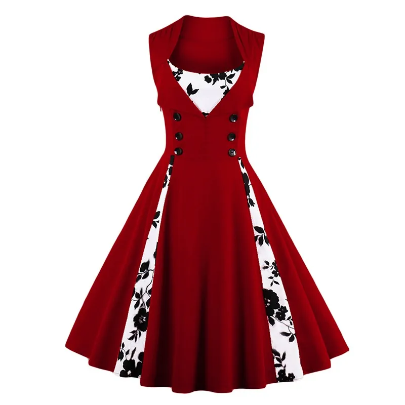 4XL 5XL размера плюс женское платье на булавке Ретро Винтаж 1950s 60s рокабилли Свинг летние женские платья Элегантная туника Vestidos