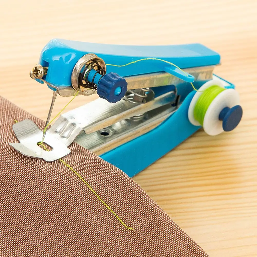 1 шт., мини швейная машина с ручным управлением, бытовой простой инструмент для шитья, беспроводные ручные ткани, быстрая рукоделие, стежка