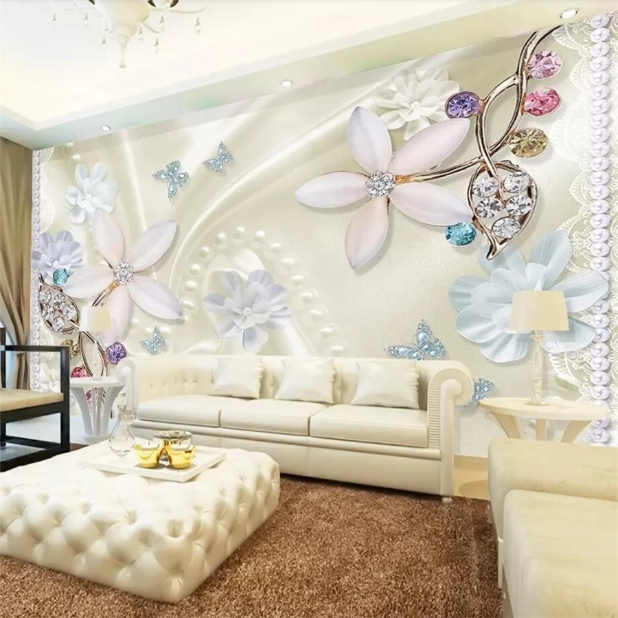 

beibehang Custom wallpaper 3d mural gorgeous jewelry diamond flower 3d stereo TV background wall papers home decor 3d wallpaper