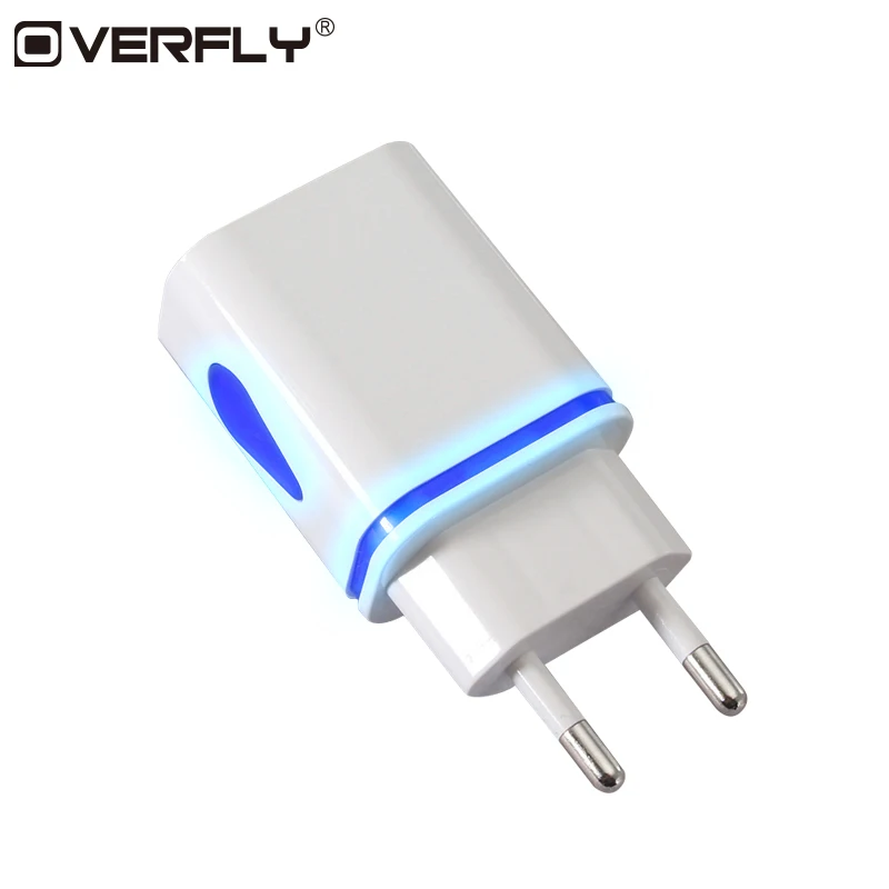Overfly 2 порта EU Plug светодиодный зарядное устройство от сети переменного тока с