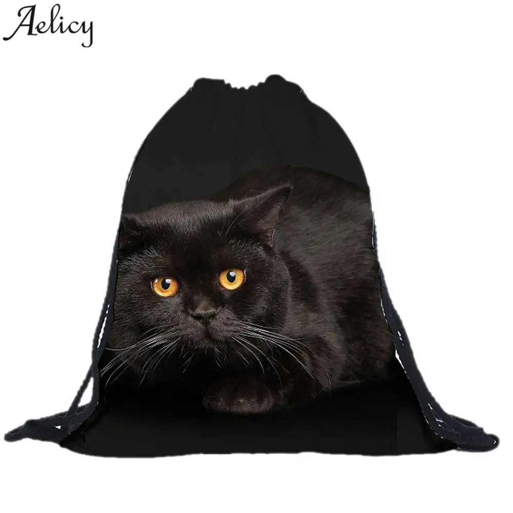 Aelicy унисекс рюкзаки с кошкой 3D сумка на шнурке рисунком рюкзак для путешествий