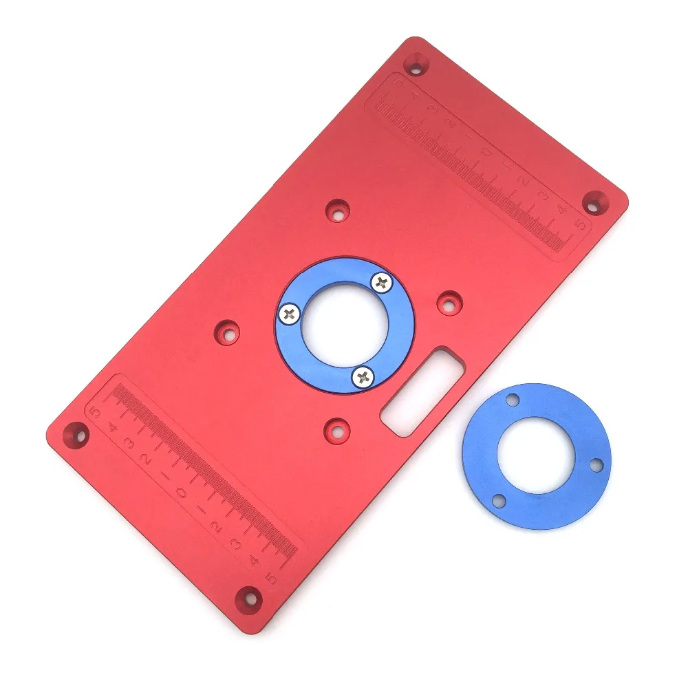 Aluminum Router Table Insert Plate with 2Pcs Insert Ring for Woodworking Bench Tools Wood Router Table