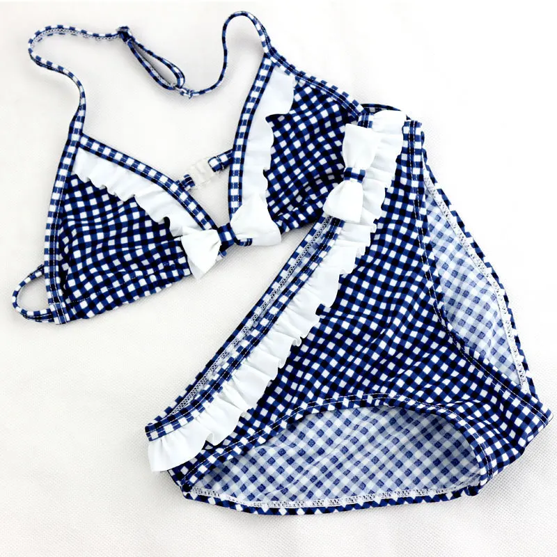 Cute Plaid Swimsuit 2018 New Summer Children Split Two piece Swimsuit