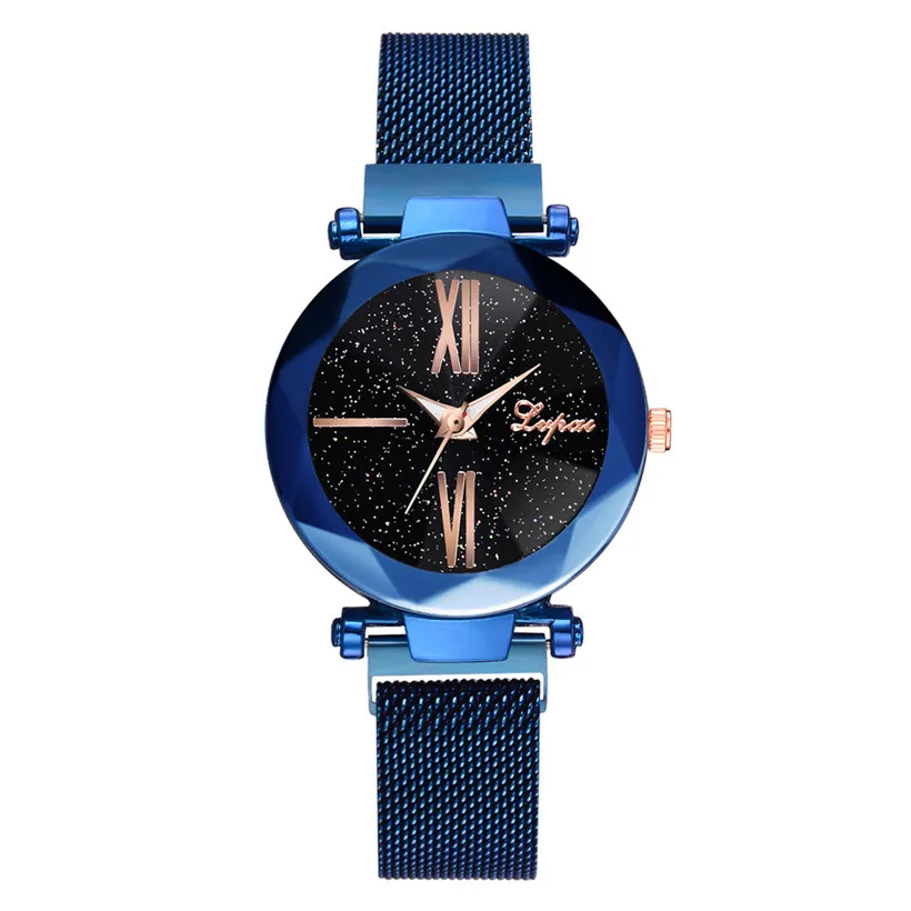 Luxury Gold Watches Women 2019 New Fashion Starry Sky Wristwatches Mesh Magnetic Strap Waterproof Quartz Watches Montre Femme