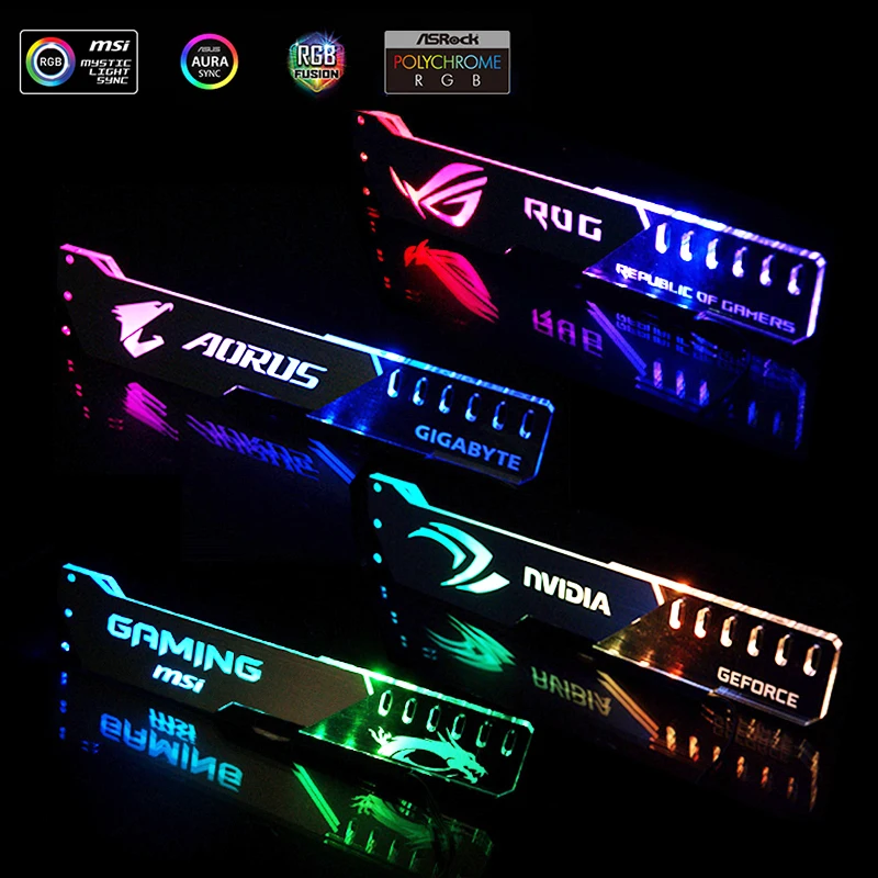 

Graphics Card Support GPU Holder Bracket VGA Frame Stand Aluminum+Acrylic ROG 12V 4PIN RGB/5V 3PIN ARGB ASUS AURA SYNC Symphony