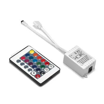 

100pcs DC12V 24V 24Key Mini RGB Controller With IR Remote Control For 5050 3528 RGB LED Strip Lights