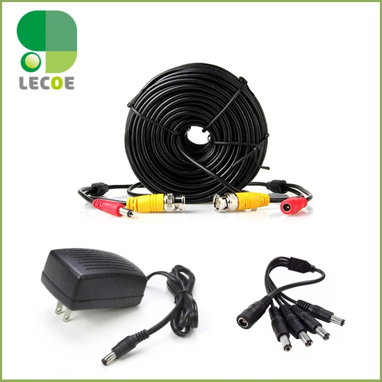 

20m/65ft CCTV BNC Cable with DC plug Power extension cable+1 to 4 way Power splitter +12V 2A Power Supply for CCTV Camera