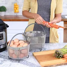 Корзина для посуды из нержавеющей стали с силиконовой ручкой портативный фруктовый закрытый сеткой слив мгновенный горшок кухонная Многофункциональная Корзина для слива