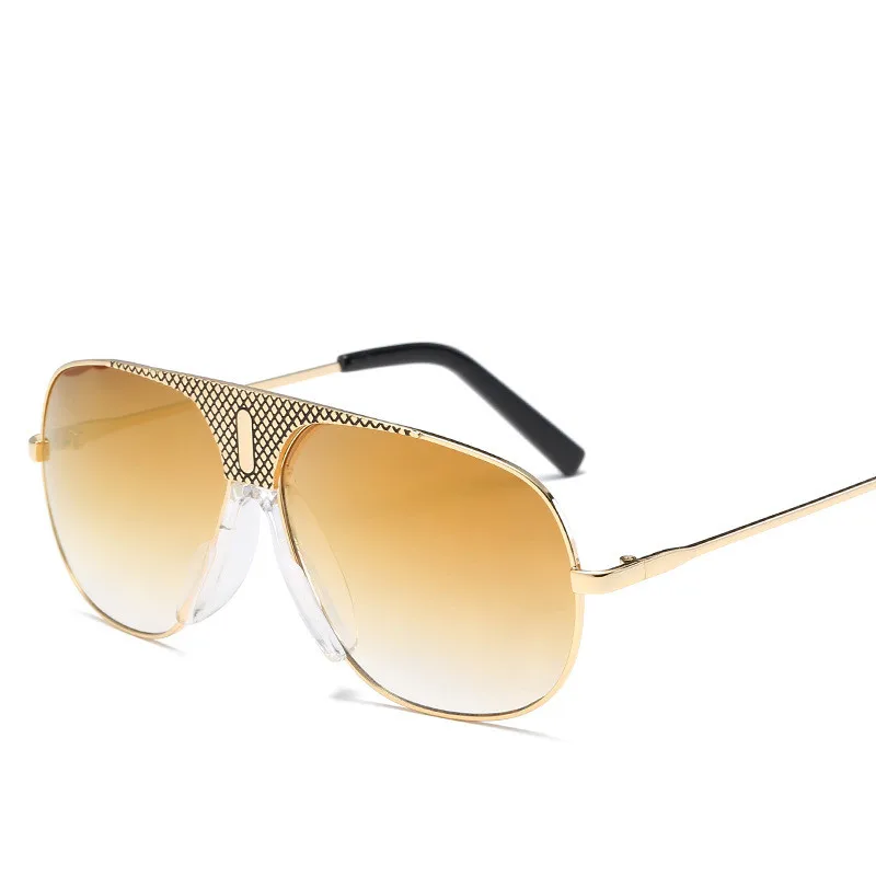 Роскошный бренд Пилот мужские солнцезащитные очки hue Ретро винтажные очки-авиаторы мужские солнцезащитные очки для мужчин gafas lunette ray bann - Цвет линз: Gold