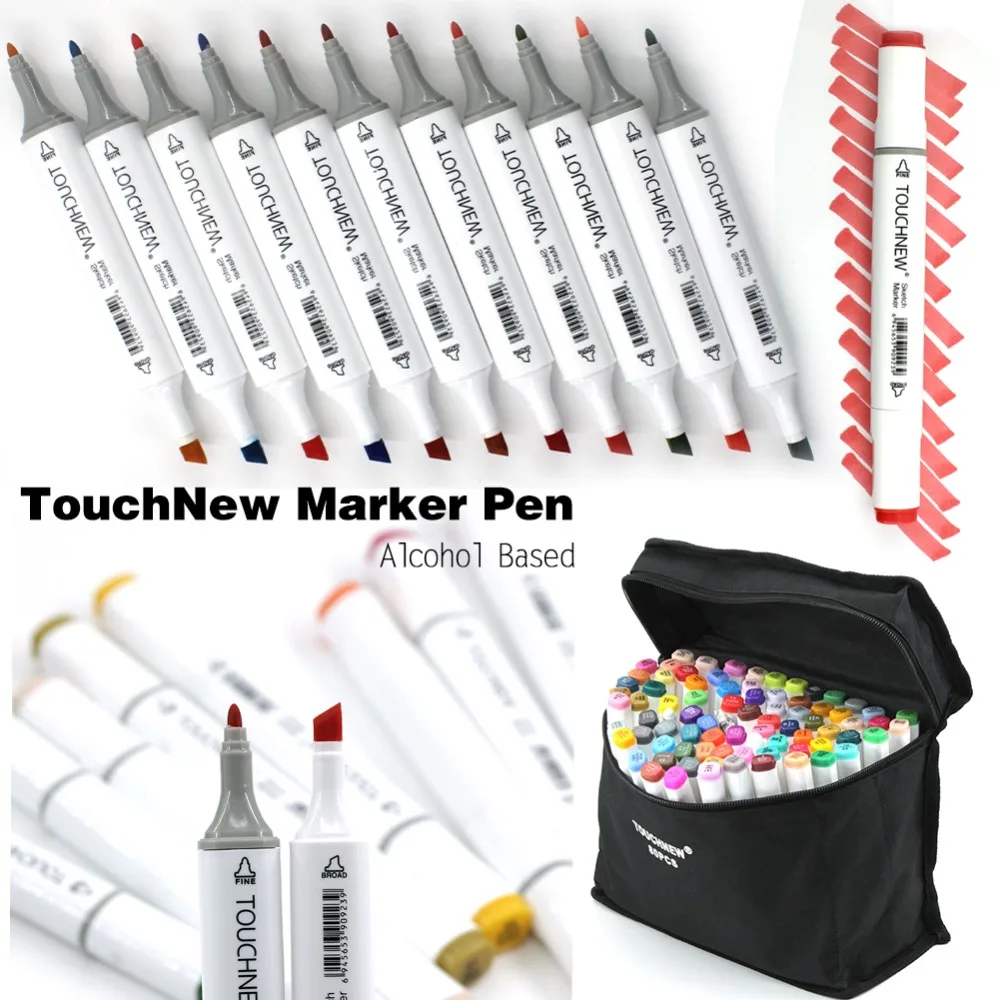 Online Dibujo de arte marcador pluma TOUCHNEW 40 60 80 168 colores Alcohol arte gráfico dibujo rotulador Twin plumas regalo bocetos para pintura