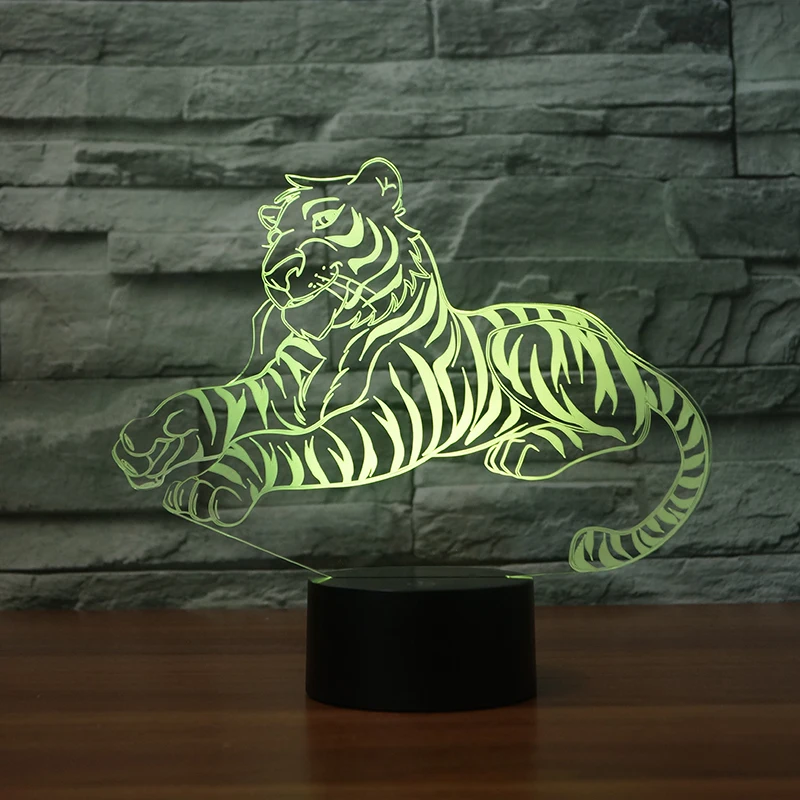 3D Визуальный свет светодиодный 7 цветов Изменение ночной подарок лампа USB сенсорный стол акриловый Тигр литье Lampara спальня Usb СВЕТОДИОДНЫЙ светильник