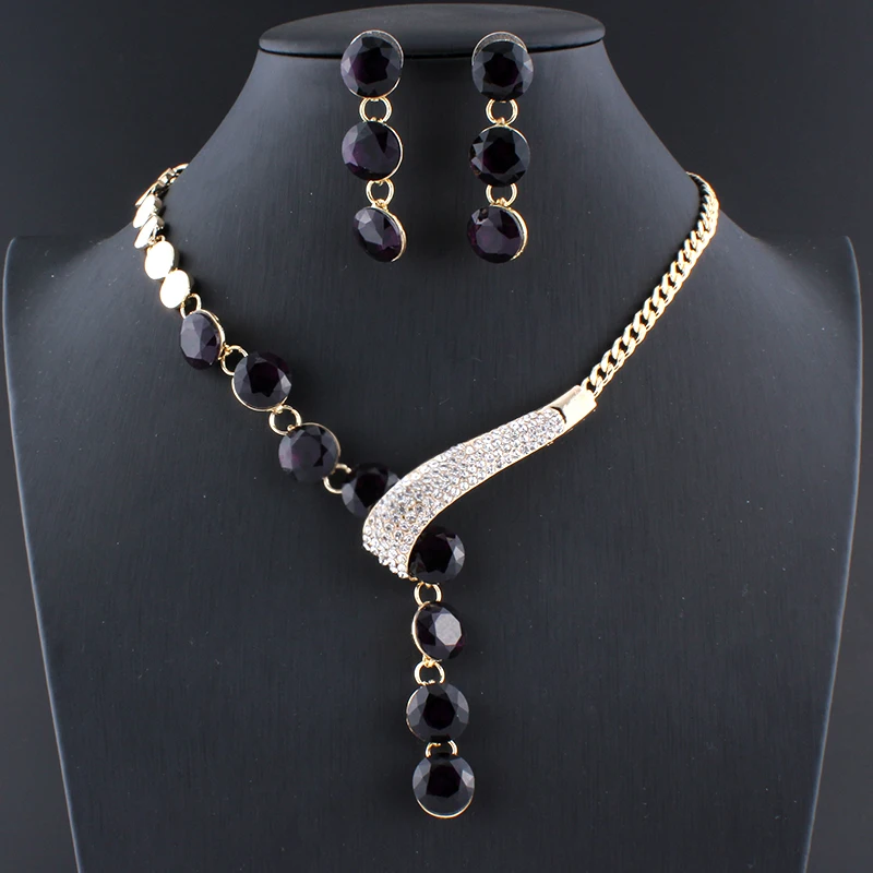 Комплект из колье и серёг с кристаллами|jewelry sets for women|wedding jewelry setsjewelry |