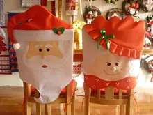 1Pair Lovely Mr Mrs Santa Claus Christmas Dining Room Chair Cover Home Party Decor