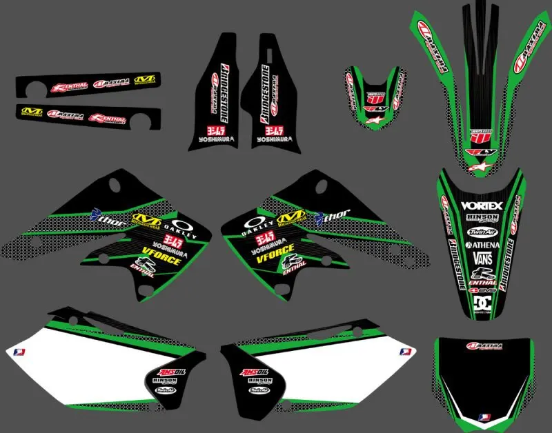 

New Style TEAM GRAPHICS & BACKGROUNDS DECALS STICKERS Kits for Kawasaki KX250F KXF250 2004 2005 KX 250F KXF 250
