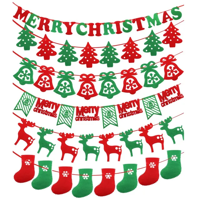 Fashion Diy Non Woven Fabric Xmas Flags Santa Clause Merry Christmas