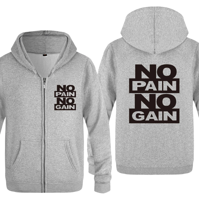 NO PAIN NO GAIN- MMA GYM Bodybuilding Beast Hoodies Men Men's Fleece Zipper Cardigans Hooded Sweatshirts - Цвет: HUIY HET