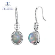 TBJ,opal Earrings natural Ethiopia gemstone whith 925 sterling silver long style design earrings fine jewelry for women Wedding tbj feather gemstone ring with natural ethopian opal good fire in 925 sterling silver fine jewelry for girls with jewelry box