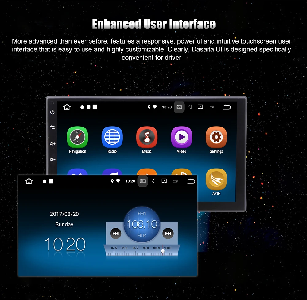 Flash Deal Dasaita 7" Android 8.1 Car GPS Player Navi for Universal Car Console Size  176mm*102mm with 2G+16G Quad Core Autoradio 4G 11