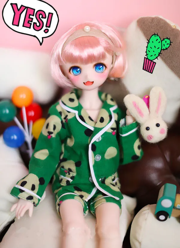 Одежда для куклы зеленая пижама в виде панды кукол 1/4 BJD MSD MDD ночные костюмы
