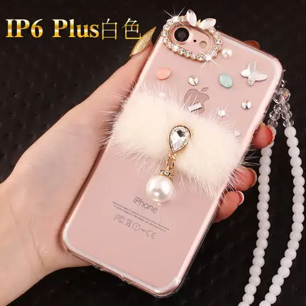 

Diamond Pendant Bling Mink Fur Bowknot Soft Back Phone Case For Xiaomi Redmi 7 5 6 4X 4A 5A 6A Note7 4 5 6 Note4X 5A Coque