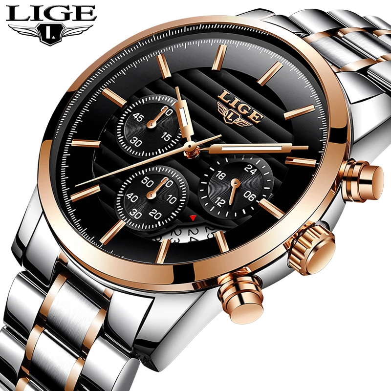 

2018 New Watches Men Luxury Brand LIGE Chronograph Men Sports Watches Waterproof Full Steel Quartz Men's Watch Relogio Masculino