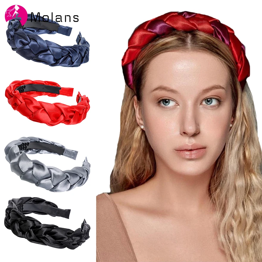 

MOLANS Hair Accessories For Women Solid Satin Hairbands Streetwear Headband Hair Hoop Twist Fashion Hair Bands Soft Headdress