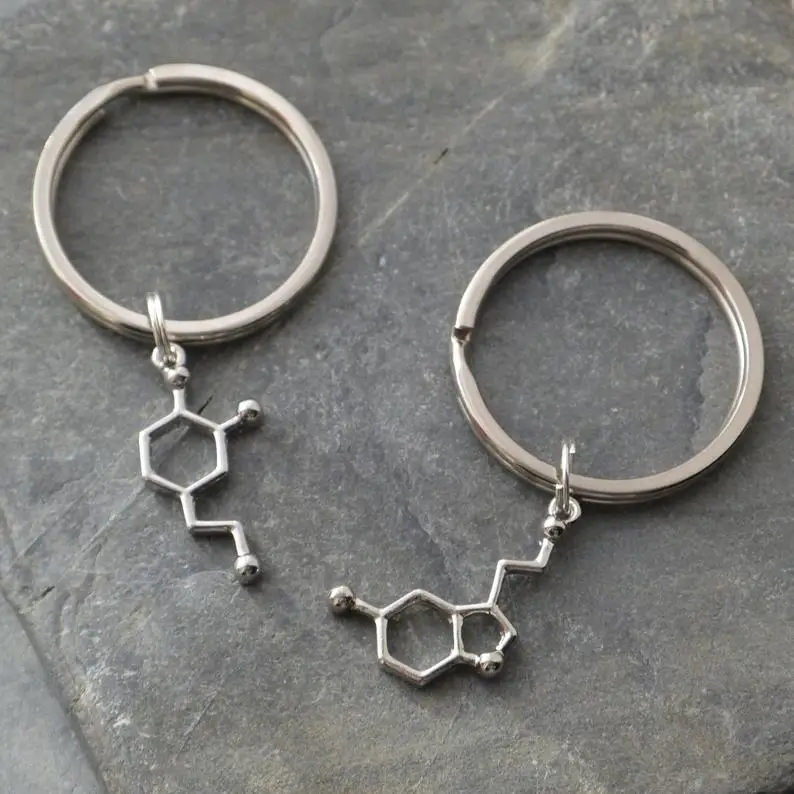 

2019 NEW Set Of 2 Science Key Rings,Serotonin And Dopamine Keychains,Molecule Key Rings,Gift For Science Lover ADARJW MEN WOMEN