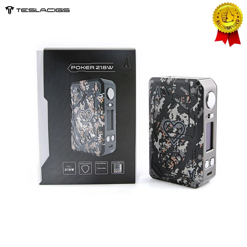 Оригинал Tesla Poker 218 Mod Vape Teslacigs 218 Вт TC Box Mod Fit 18650 батарея и электронная сигарета Tesla Tallica мини/Смола Танк Vapor