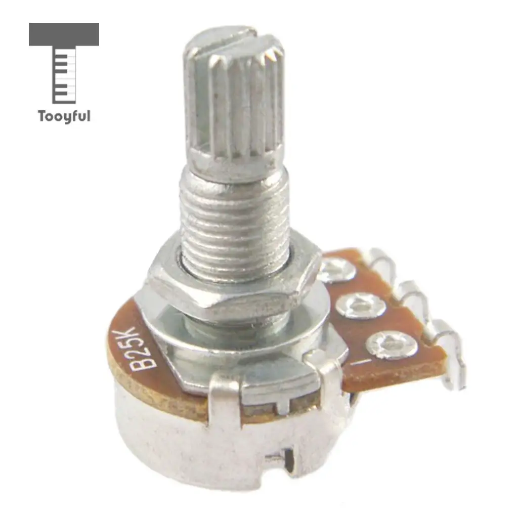 Tooyful 10Pcs Push/Pull Guitar Pot B25K 18mm Long Split Shaft Potentiometer for Bass