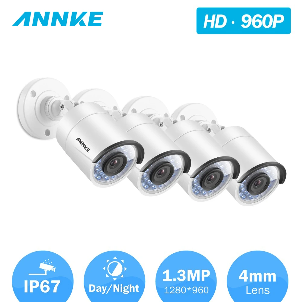 

ANNKE Wireless 4PCS 960P sPOE IP Camera Smart IR CUT Outdoor Weatherproof P2P Wifi Security Camera System Surveillance Kit WDR