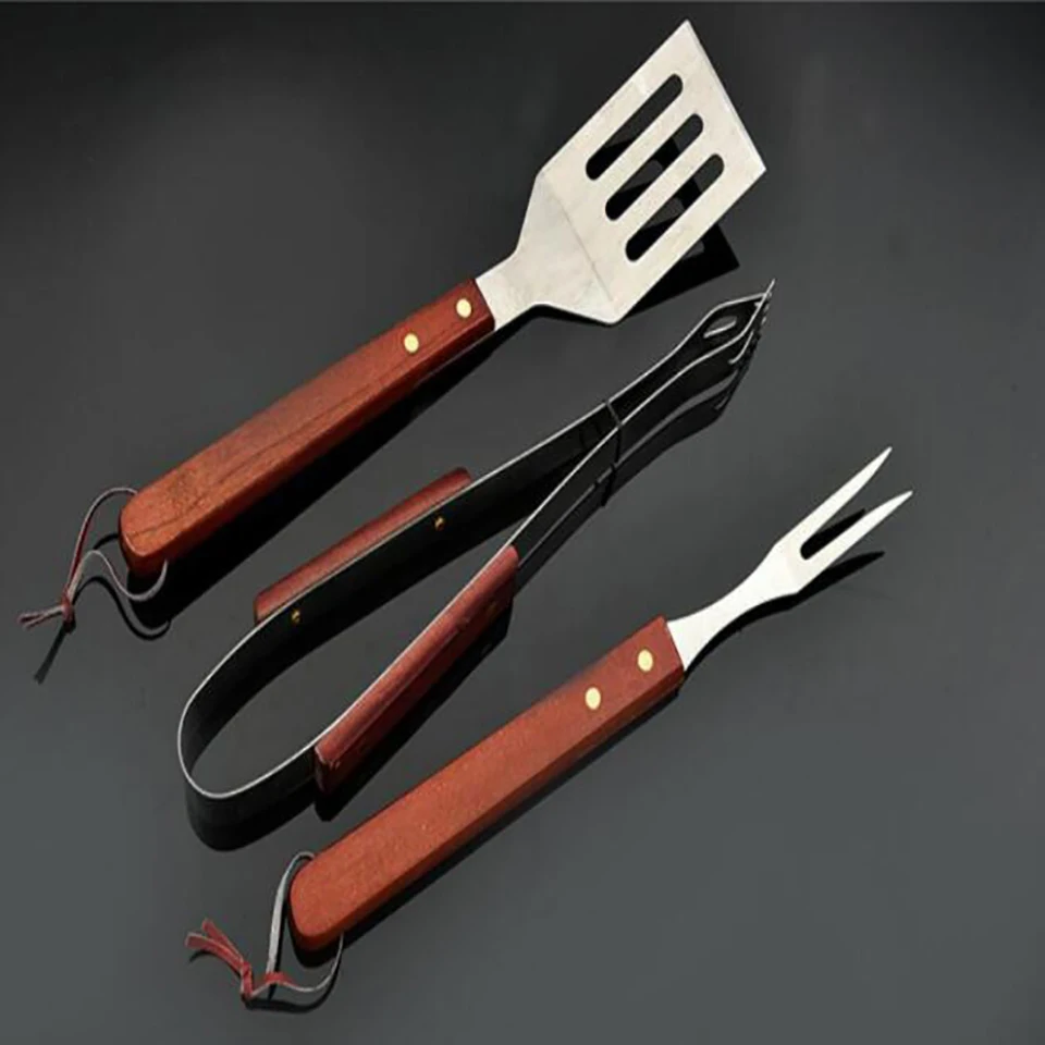 Three sets of medium outdoor barbecue accessories tool supplies