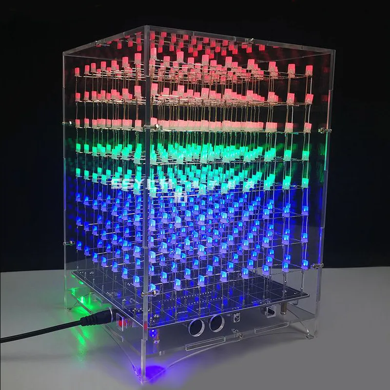 CLAITE 8x8x8 Светодиодный светильник Cube Kit чехол 3D светодиодный DIY Wi-Fi приложение электронный набор 512 светодиодный акриловый чехол музыкальный спектр