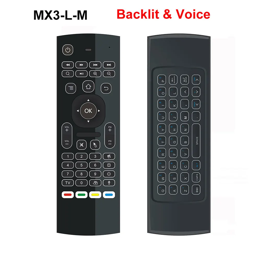 MX3 MX3-L с подсветкой Air mouse 2,4G RF клавиатура Беспроводная для X96 mini A95X H96 pro T9 Android tv Box - Цвет: Backlit with Voice