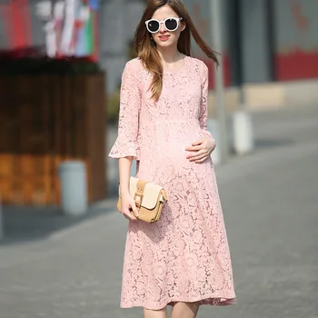 

Maternity Dresses long lace Bohemian Dress Clothes For Pregnant Women Maternidade Pregnancy Clothing Plus Size hamile giyim