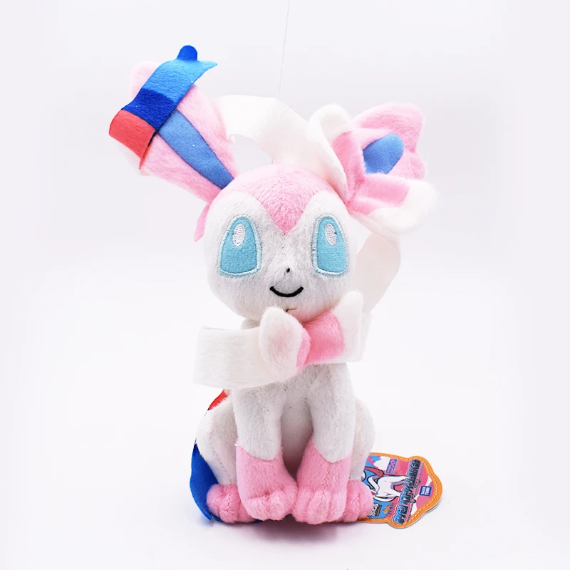 

2018 17-23cm Pink Sylveon Plush Doll Anime Spirit Nymphali Stuffed Animals Peluche Soft Hot Toy Boy Girl Birthday Christmas Gift