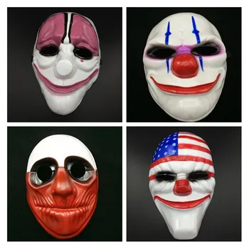 

50pcs Payday 2 mask joker Payday2 Party Masks Heist Dallas Wolf Chains Hoxton Party Cosplay Halloween Horror Masquerade Mask
