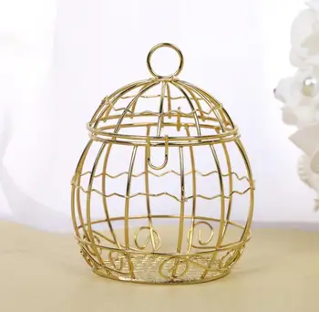 

50 pcs Novel Wedding Favor Gifts Birdcage Design Candy Tin Box SN822