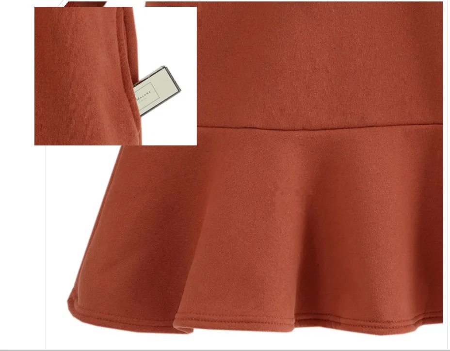 Женское толстое флисовое платье толстовка с оборками Свободный пуловер