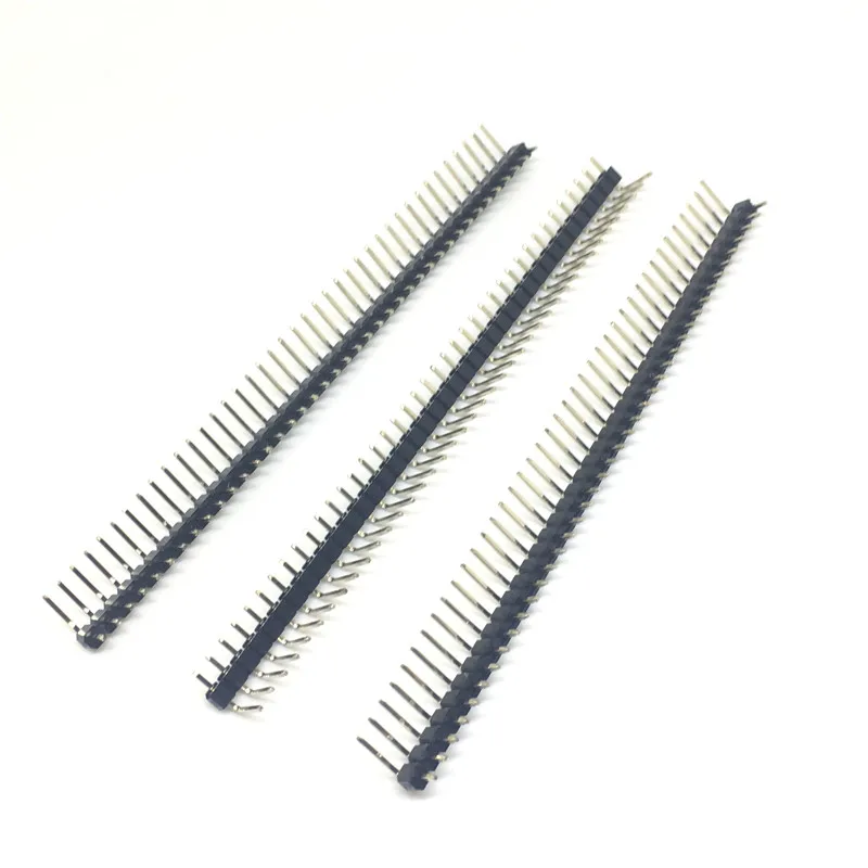 10pcs 40 Pin 1x40 Single Row Male 2.54mm Breakable Pin Header Right Angle Connector Strip bending