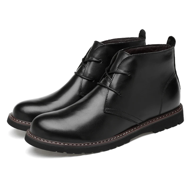 

36~48 Autumn And Winter Shoes Top Quality Men Boots Natural Leather Waterproof Bussiness Snow Boots Rubber Shoes Dropshipping