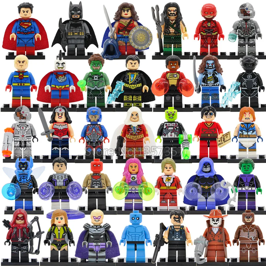 

Hot Sale 34pcs/lot Super Heroes Figure Set 200+ DC Superman Avengers Justice League X-men Building Blocks Set Batman Thor Toys