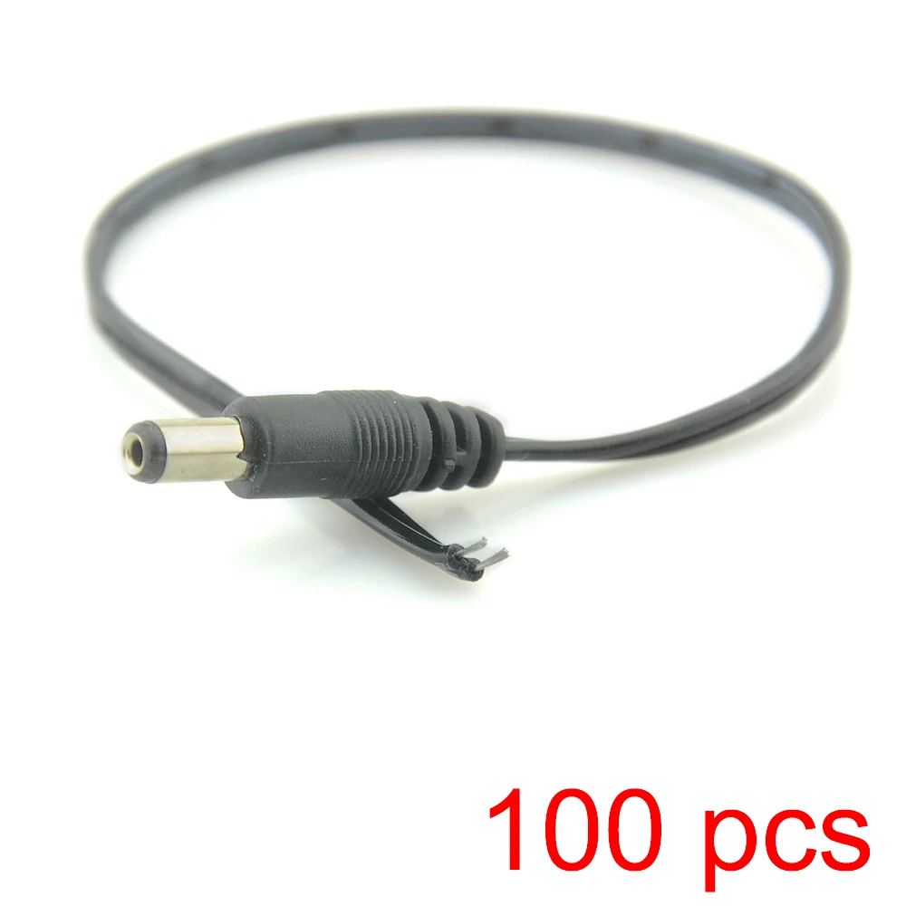 

100x DC Power Male Connector Tail 2.1*5.5mm Pigtail Cable Plug Adapter 12V/24V