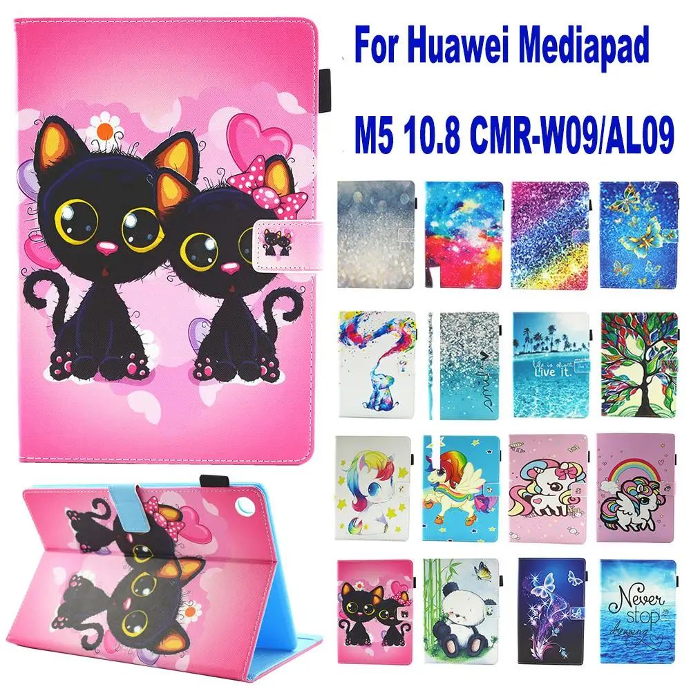 

Fashion Painted Stand Flip PU Leather Case For Huawei MediaPad M5 10.8 M5 Pro CMR-AL09 10.8" Tablet Smart Cover Fundas Coque