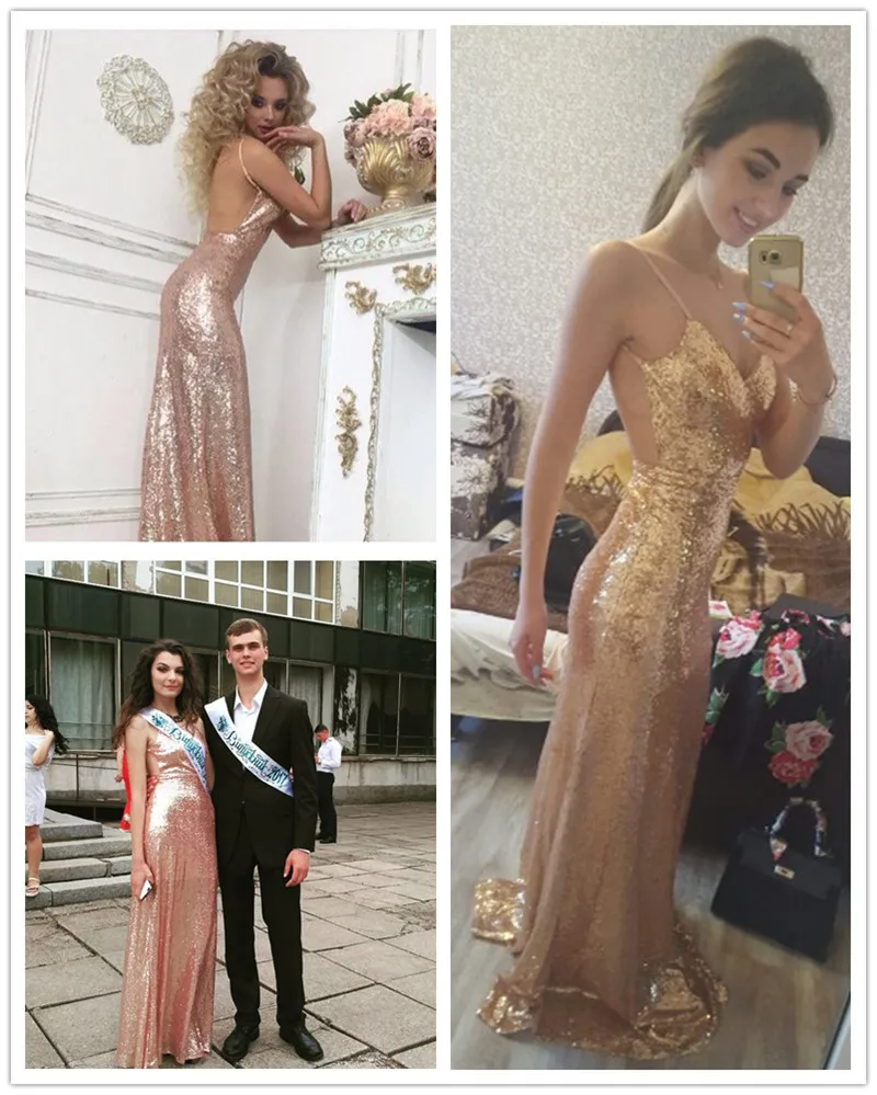 0401-Women Sexy Ball Gowns V Neck Sequins Maxi Sleeveless Evening Party Prom Dress
